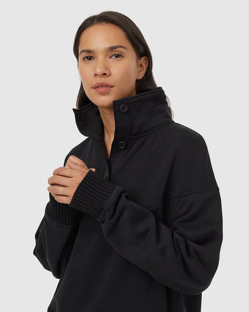 TreeFleece 1/4 Button Mock Neck