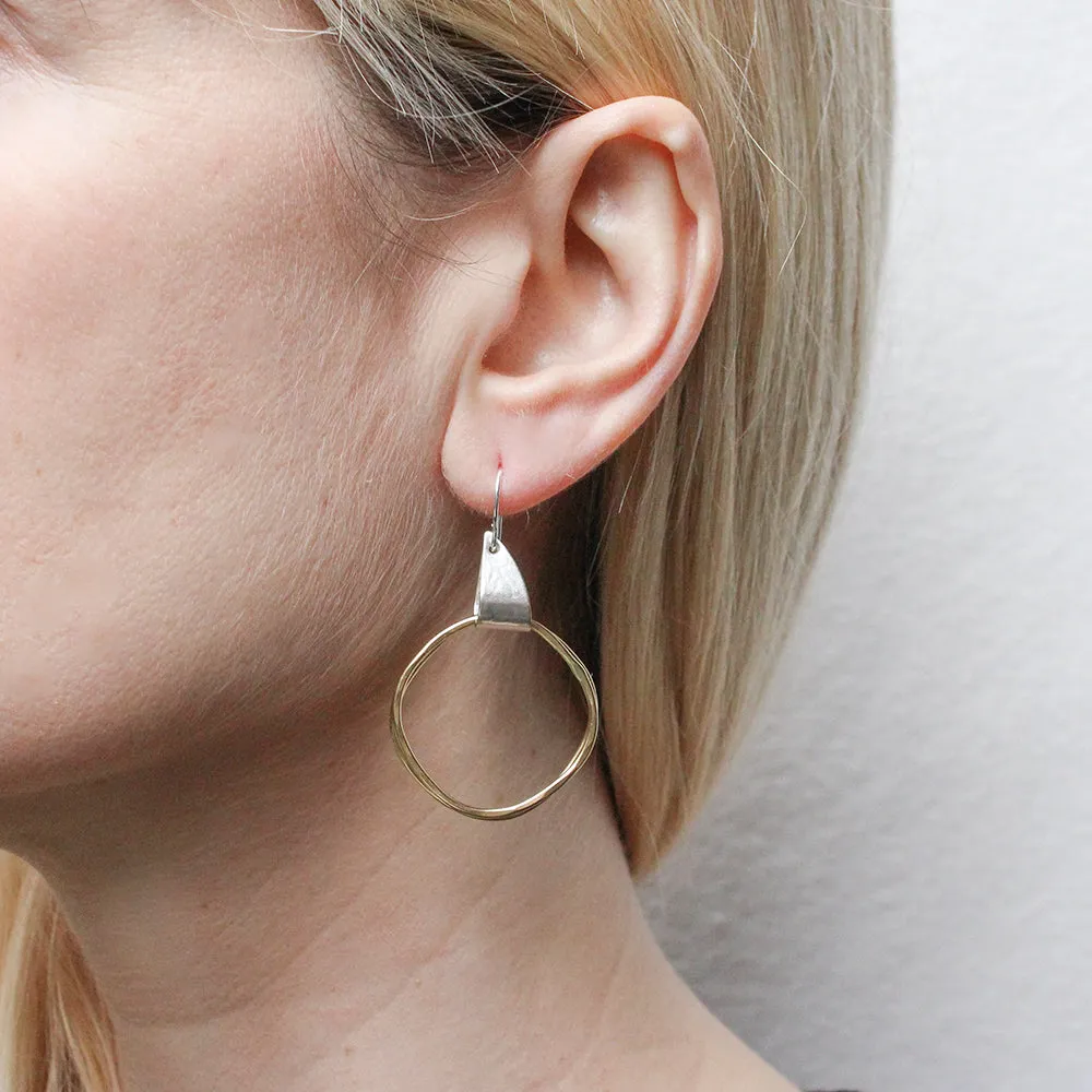 Triangle Loop with Square Rings Wire Earrings