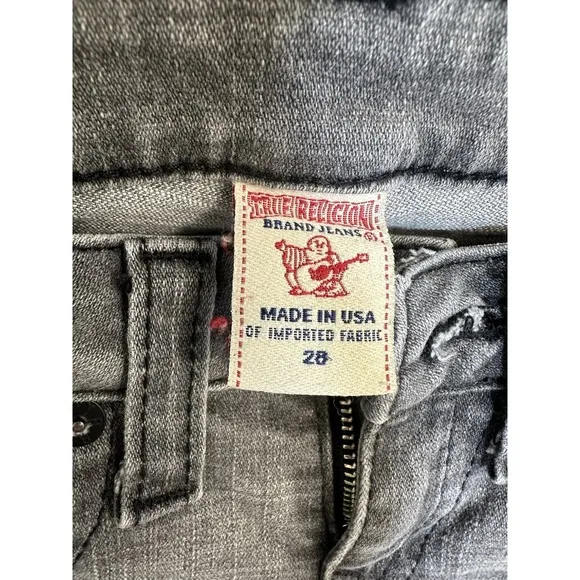 True Religion Jeans Women 28 Gray Flared Denim Low Rise Flap Pockets Strait Leg