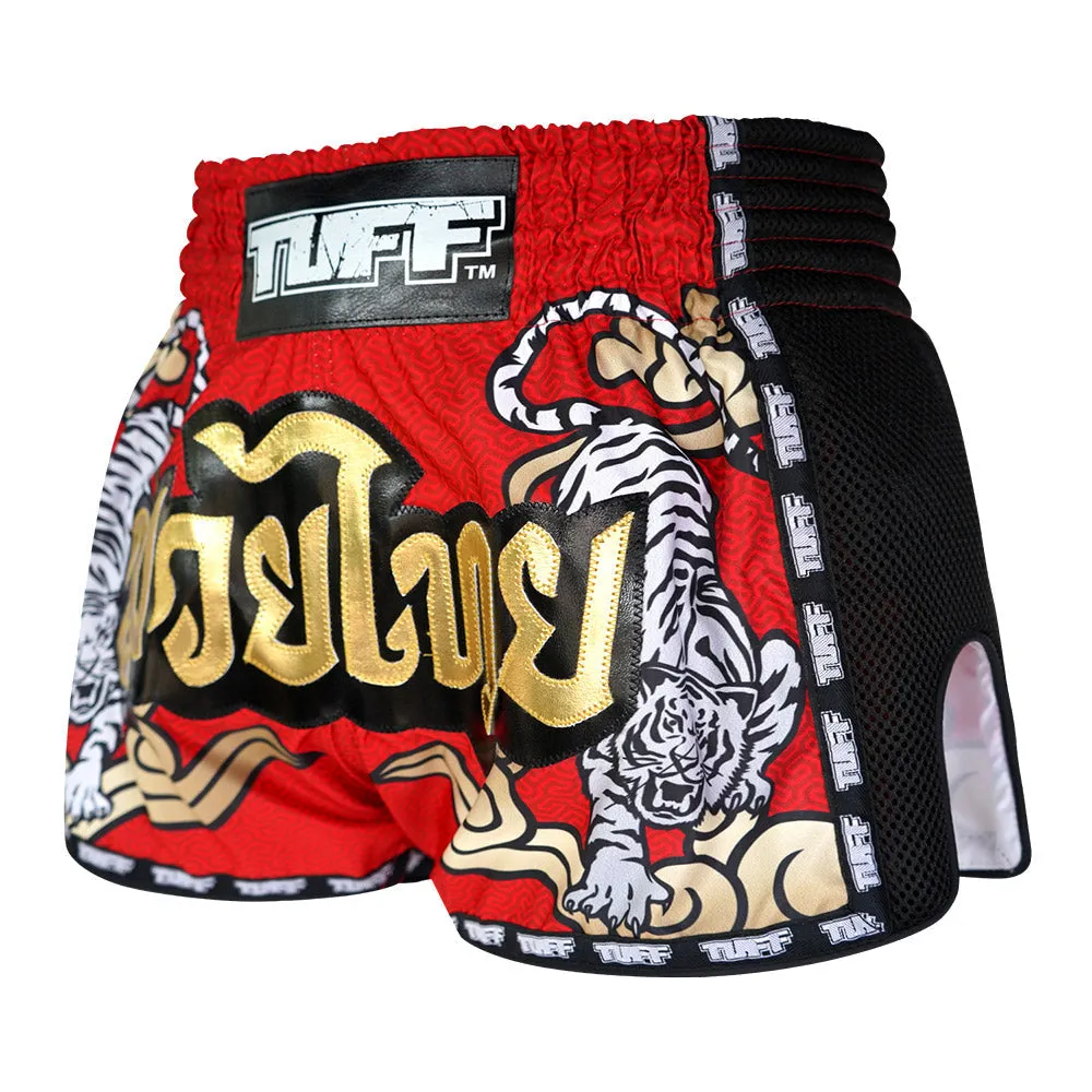 Tuff Kids Retro Style Shorts - Red Tiger Yantra
