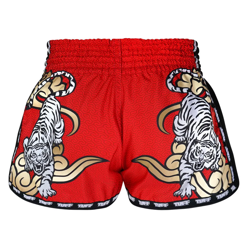 Tuff Kids Retro Style Shorts - Red Tiger Yantra