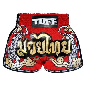 Tuff Kids Retro Style Shorts - Red Tiger Yantra