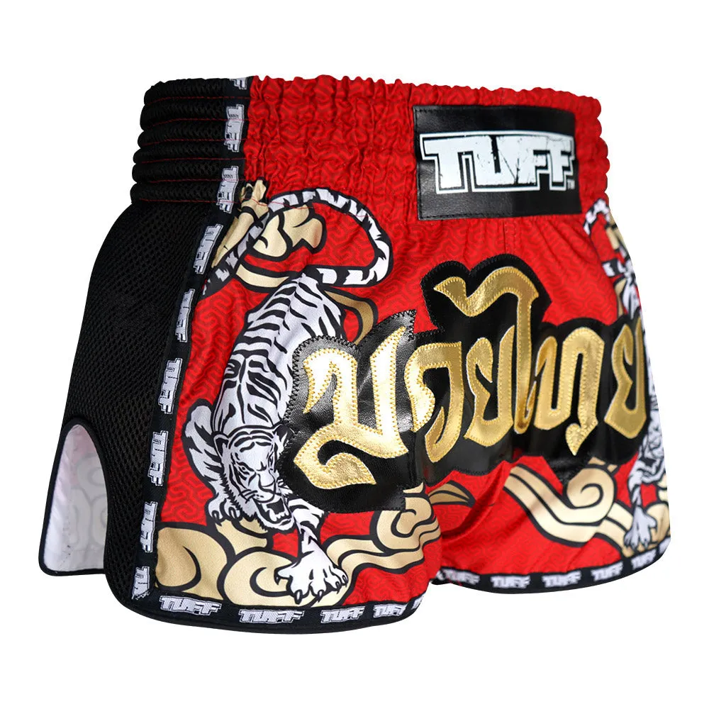 Tuff Kids Retro Style Shorts - Red Tiger Yantra