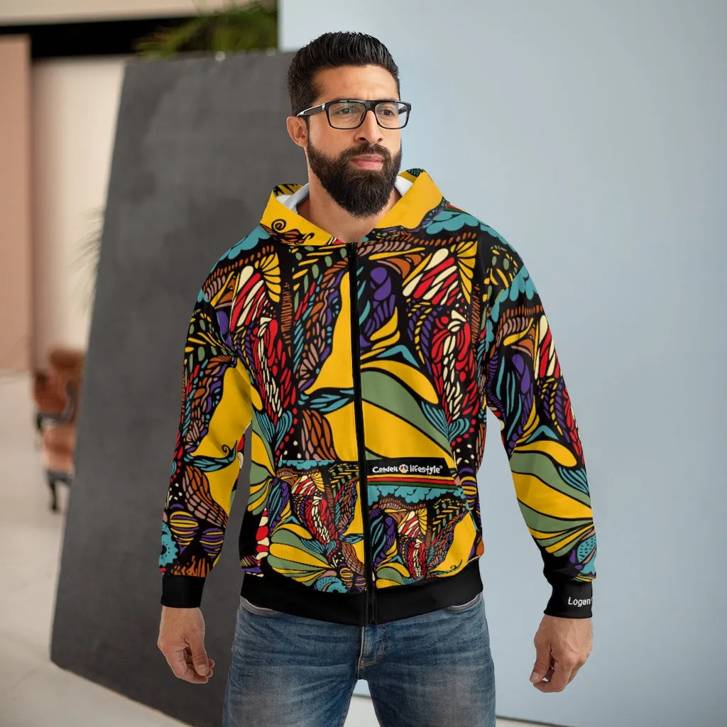 Unisex Zip Hoodie (Multi-Art2-BLK-AAF)-  Logan  Custom