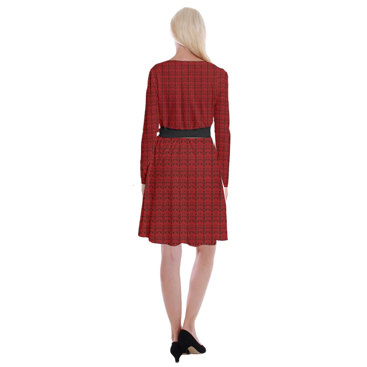 Vamplilly Long Sleeve Velvet Front Wrap Dress