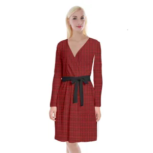 Vamplilly Long Sleeve Velvet Front Wrap Dress