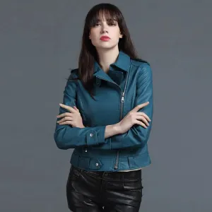Vanguard Cropped Leather Biker Jacket