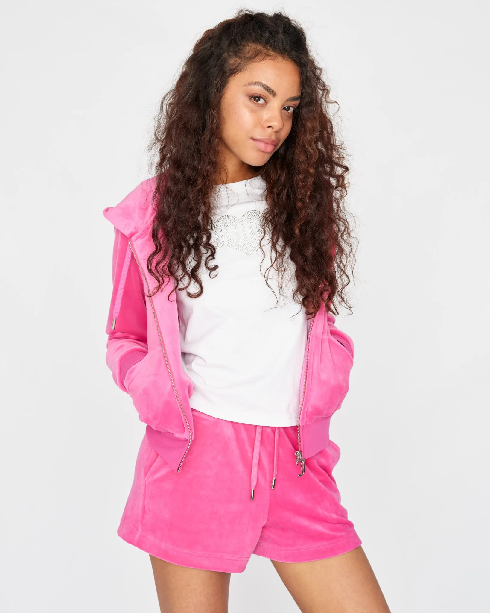 Velour Eve Classic Shorts Raspberry Rose