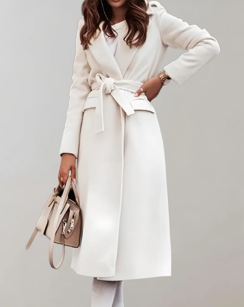 Venita Long Coat: Side Pockets & Zipper