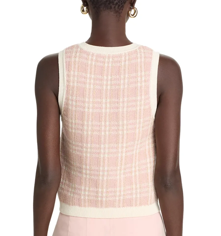 Veronica Beard - Jerrel Cropped Knit Tank - Pink/Clay