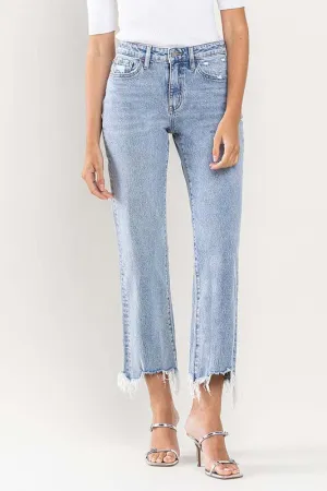 VERVET by Flying Monkey High Rise Distressed Hem Crop Dad Jeans