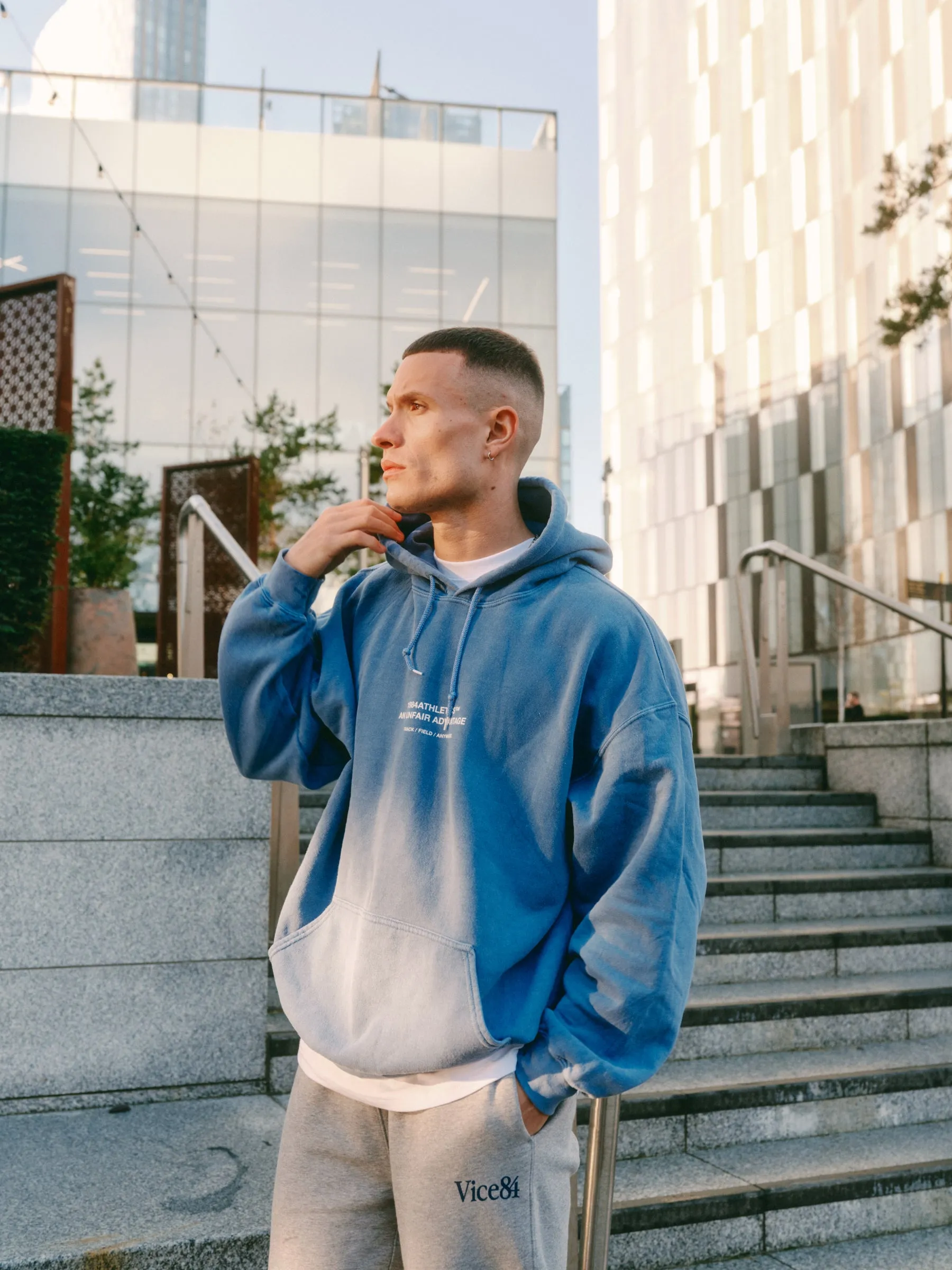 Vice 84 'Athletics' Vintage Washed Hoodie - Navy