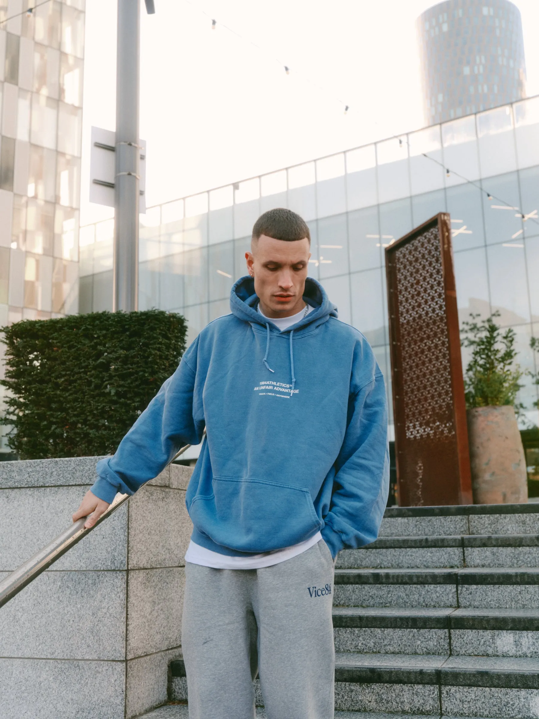 Vice 84 'Athletics' Vintage Washed Hoodie - Navy