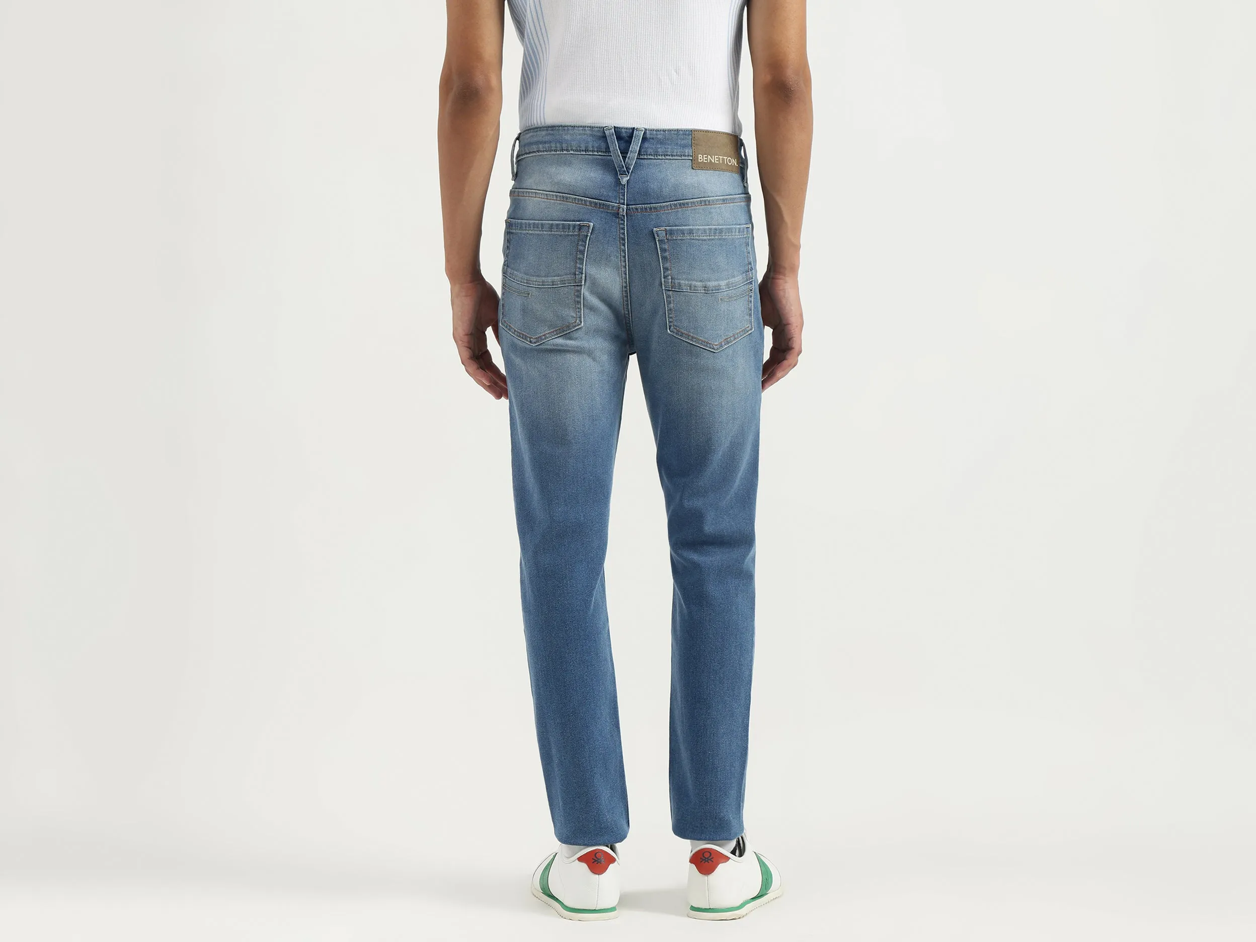 Washed Low Crotch Jeans