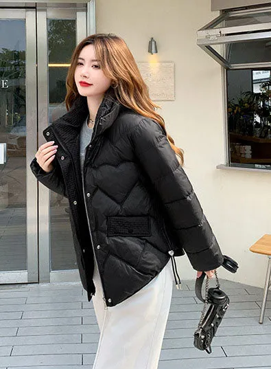 Water-resistant and Windproof Relaxed-fit Padded Zip-up Puffer Jacket