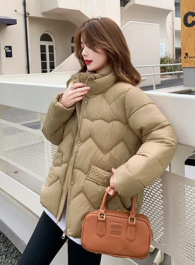 Water-resistant and Windproof Relaxed-fit Padded Zip-up Puffer Jacket