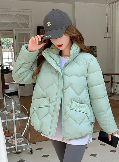 Water-resistant and Windproof Relaxed-fit Padded Zip-up Puffer Jacket