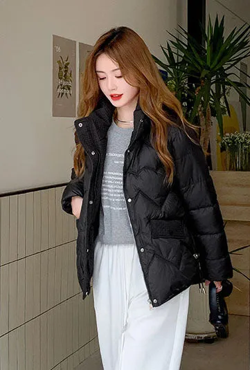 Water-resistant and Windproof Relaxed-fit Padded Zip-up Puffer Jacket