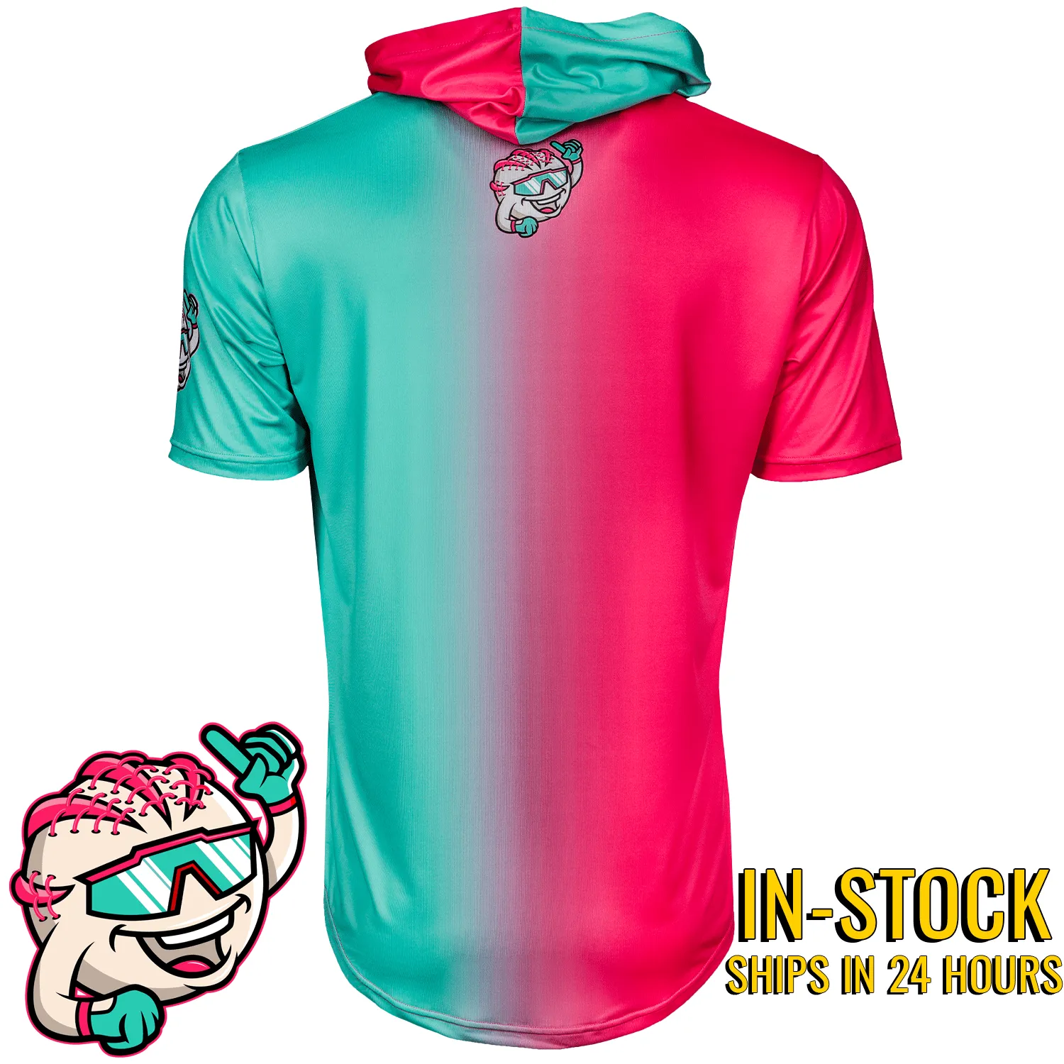Watermelon Walkoffs Baseball Pro Premier Short Sleeve Hoodie