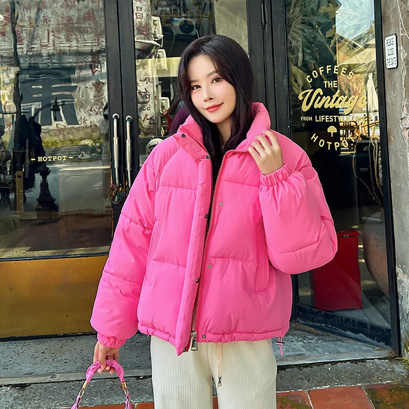Waterproof and Windproof Women's Puffer Jacket with Elastic Band Cuff