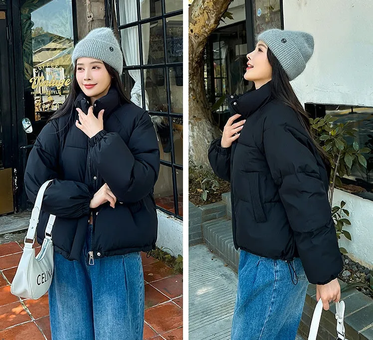 Waterproof and Windproof Women's Puffer Jacket with Elastic Band Cuff