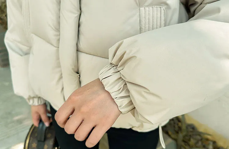 Waterproof and Windproof Women's Puffer Jacket with Elastic Band Cuff