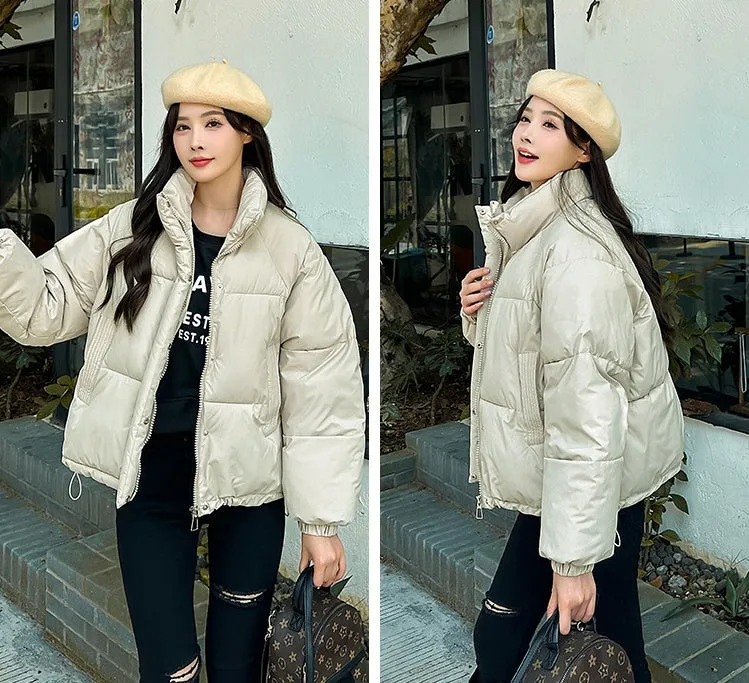 Waterproof and Windproof Women's Puffer Jacket with Elastic Band Cuff
