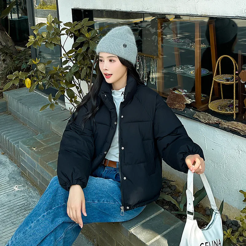 Waterproof and Windproof Women's Puffer Jacket with Elastic Band Cuff