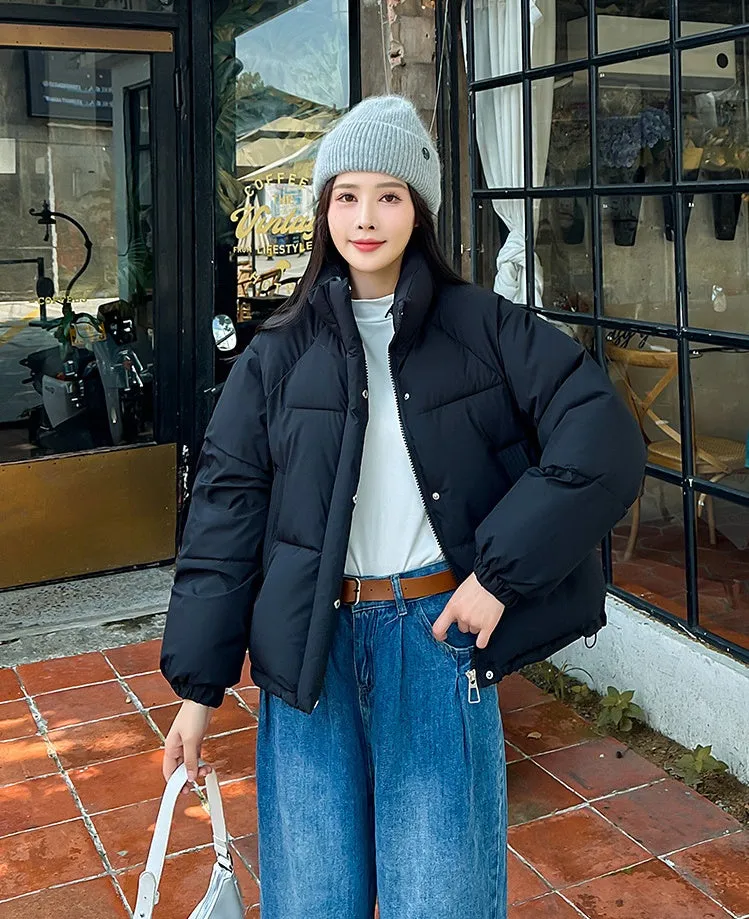 Waterproof and Windproof Women's Puffer Jacket with Elastic Band Cuff