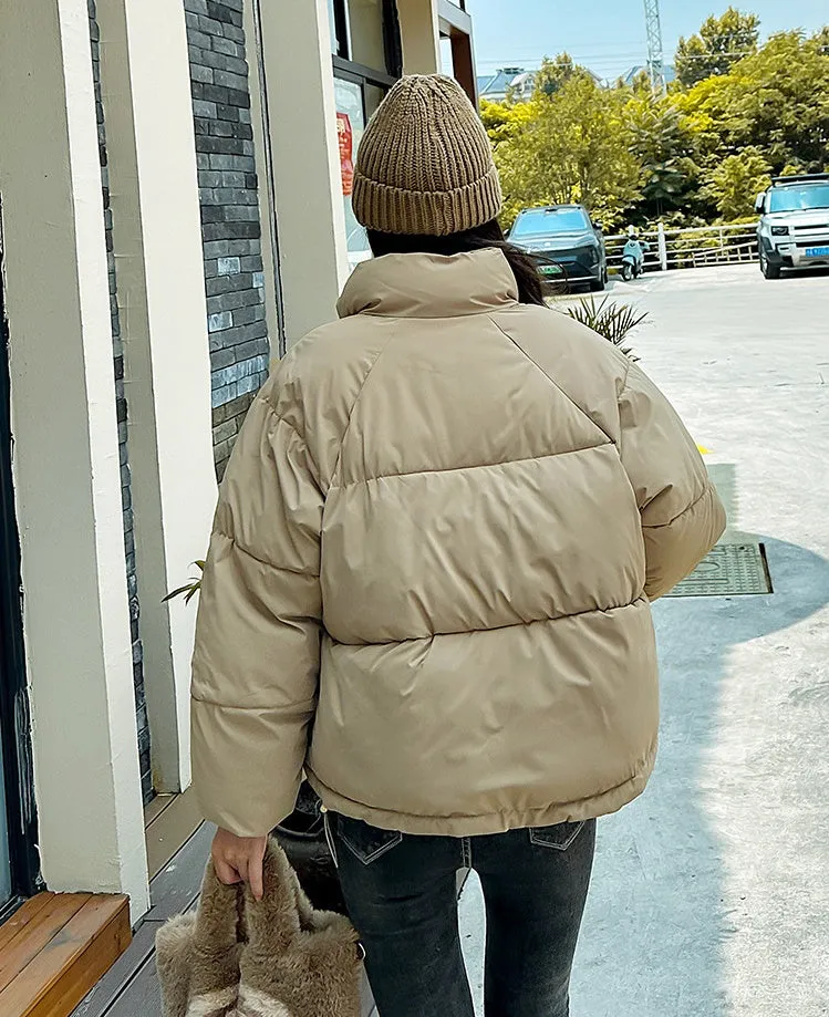 Waterproof and Windproof Women's Puffer Jacket with Elastic Band Cuff