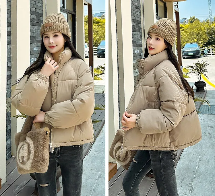 Waterproof and Windproof Women's Puffer Jacket with Elastic Band Cuff