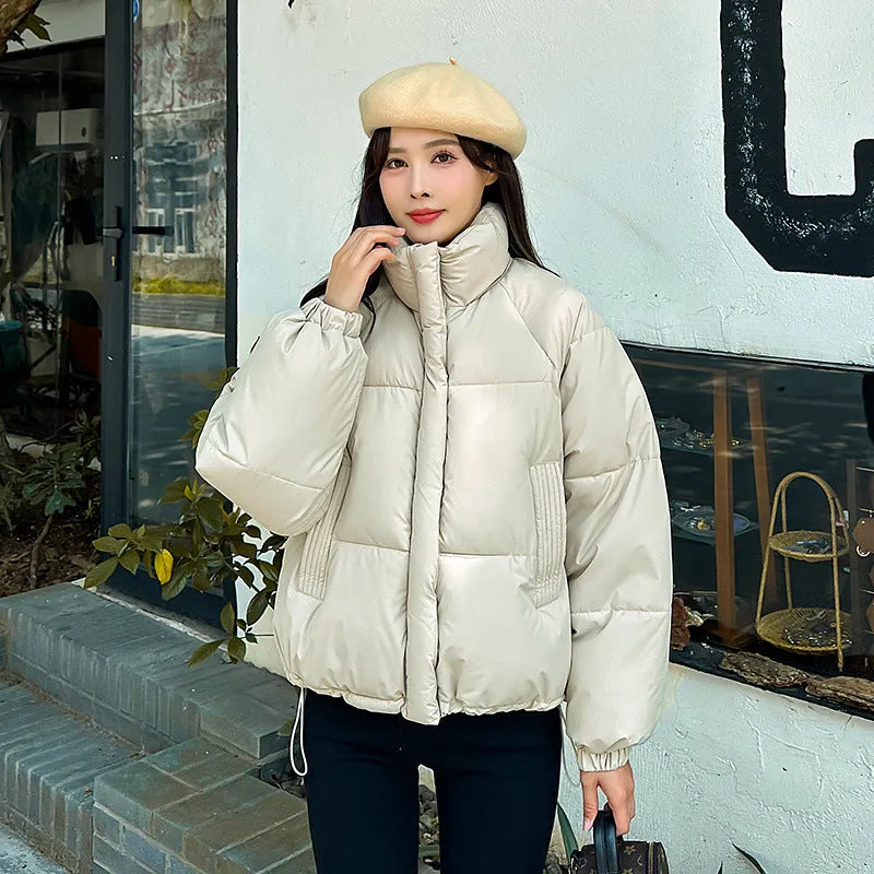 Waterproof and Windproof Women's Puffer Jacket with Elastic Band Cuff