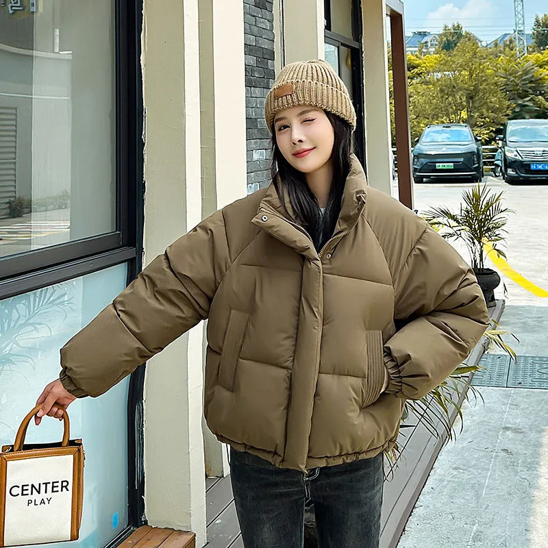 Waterproof and Windproof Women's Puffer Jacket with Elastic Band Cuff