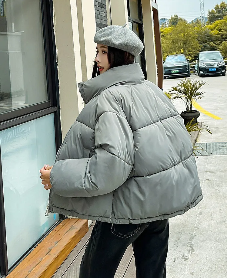 Waterproof and Windproof Women's Puffer Jacket with Elastic Band Cuff
