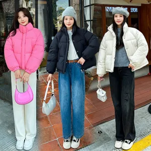 Waterproof and Windproof Women's Puffer Jacket with Elastic Band Cuff