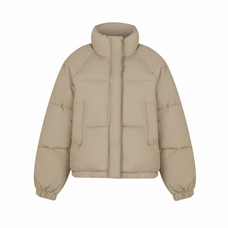 Waterproof and Windproof Women's Puffer Jacket with Elastic Band Cuff