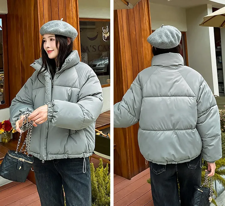 Waterproof and Windproof Women's Puffer Jacket with Elastic Band Cuff