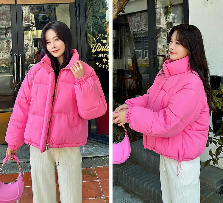 Waterproof and Windproof Women's Puffer Jacket with Elastic Band Cuff