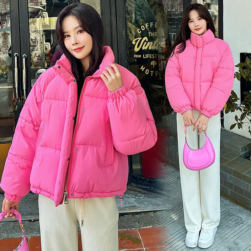 Waterproof and Windproof Women's Puffer Jacket with Elastic Band Cuff