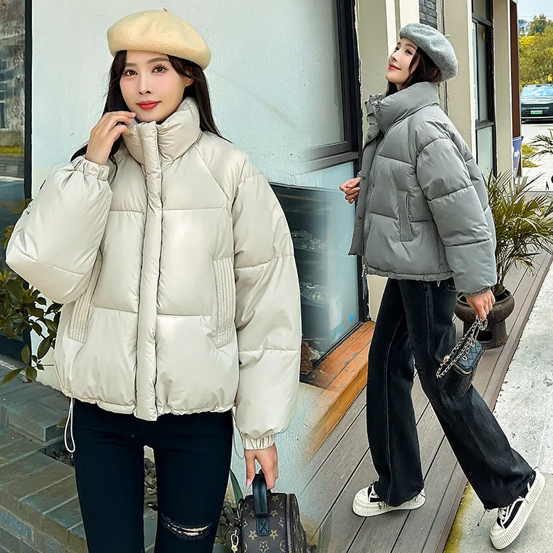 Waterproof and Windproof Women's Puffer Jacket with Elastic Band Cuff