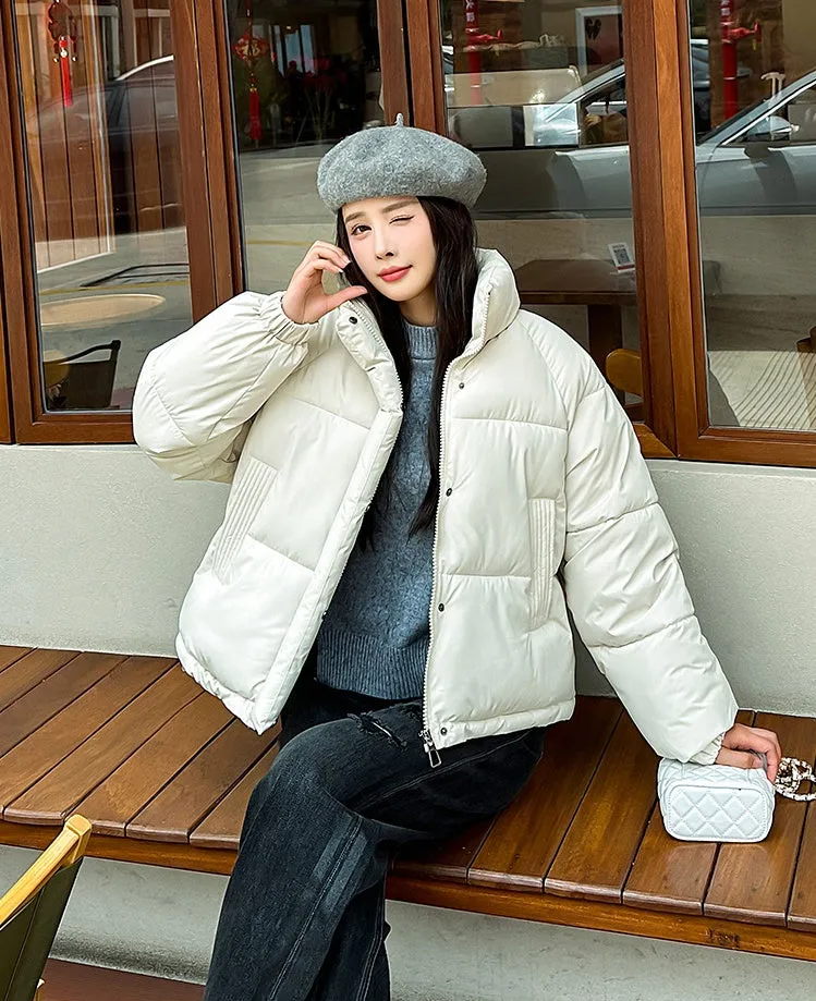 Waterproof and Windproof Women's Puffer Jacket with Elastic Band Cuff