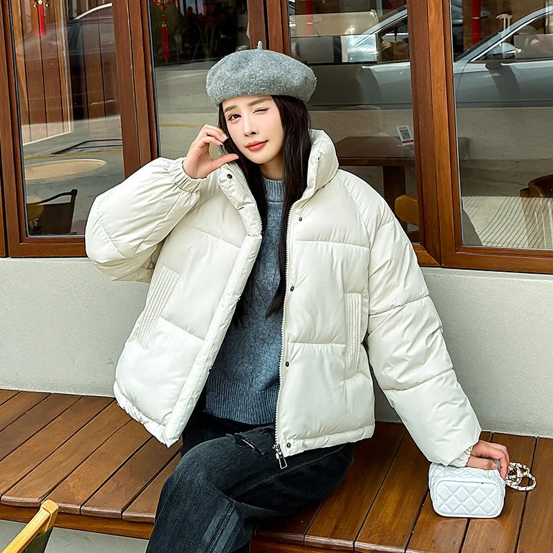 Waterproof and Windproof Women's Puffer Jacket with Elastic Band Cuff