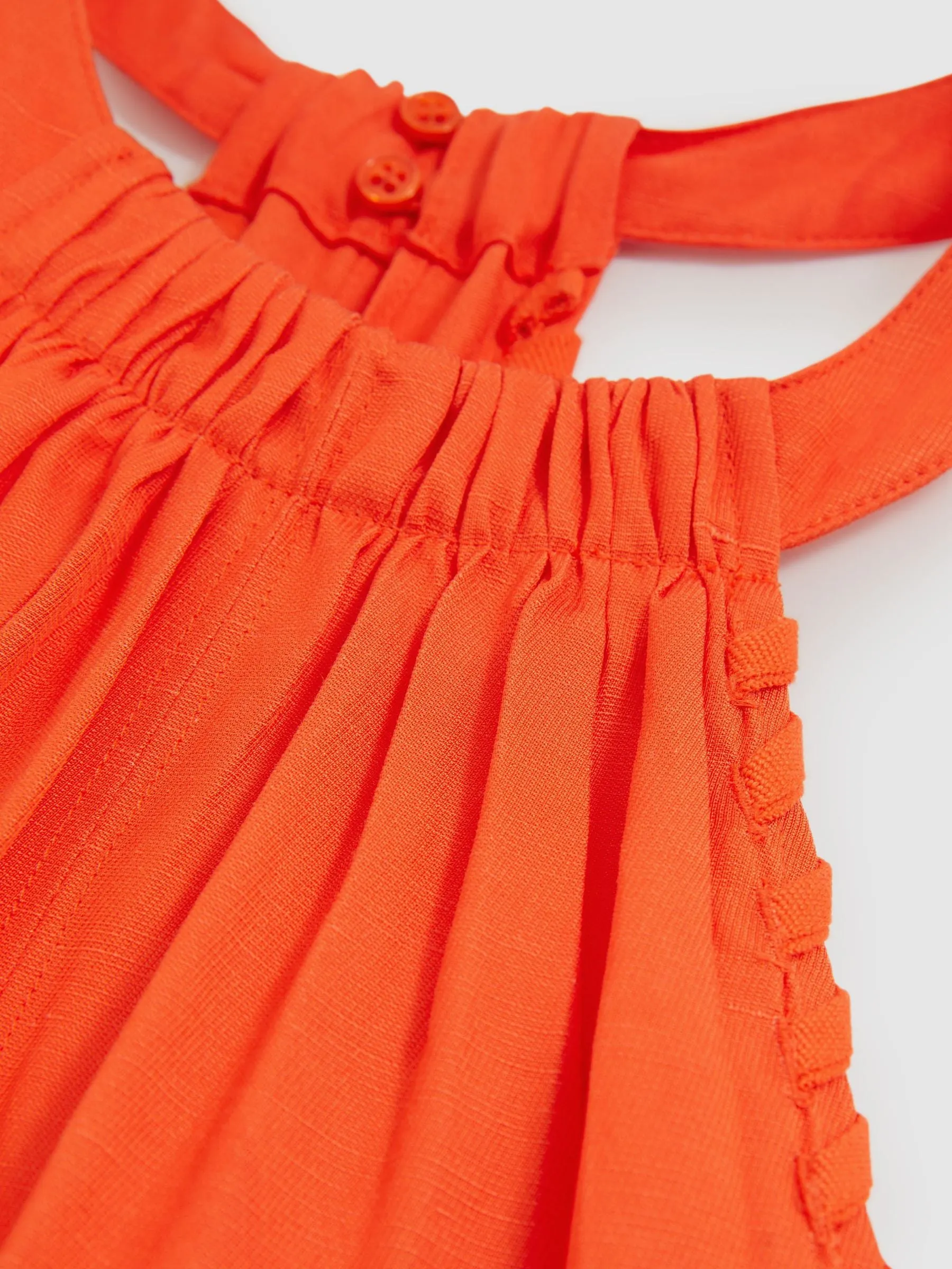 Whipstitch Halterneck Midi Dress in Red