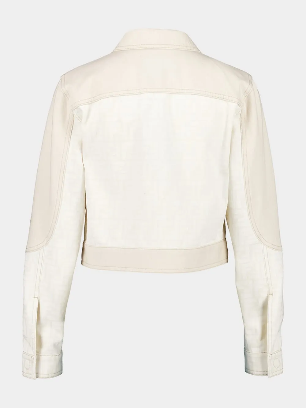 White FF Cropped Denim Jacket