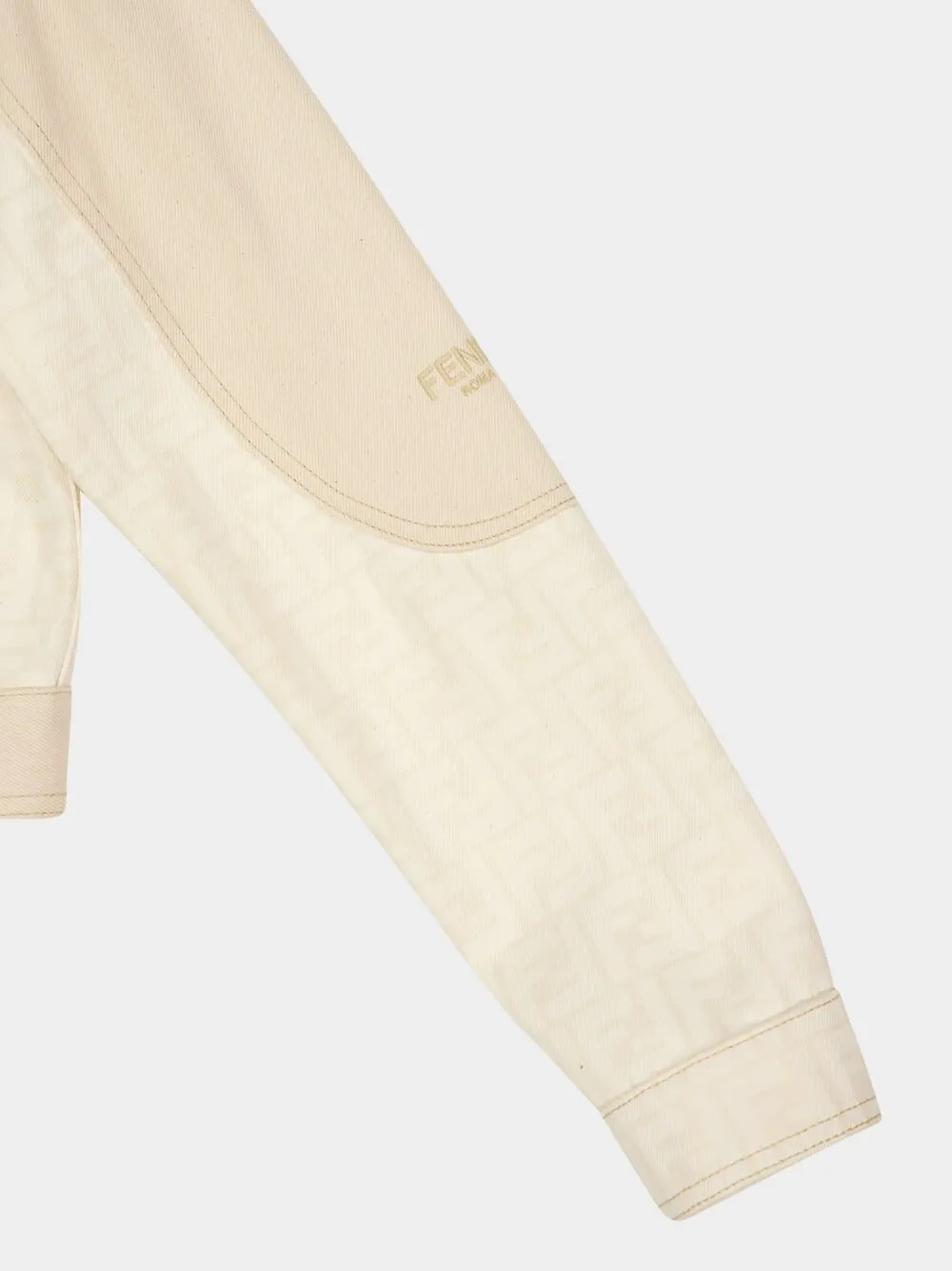 White FF Cropped Denim Jacket
