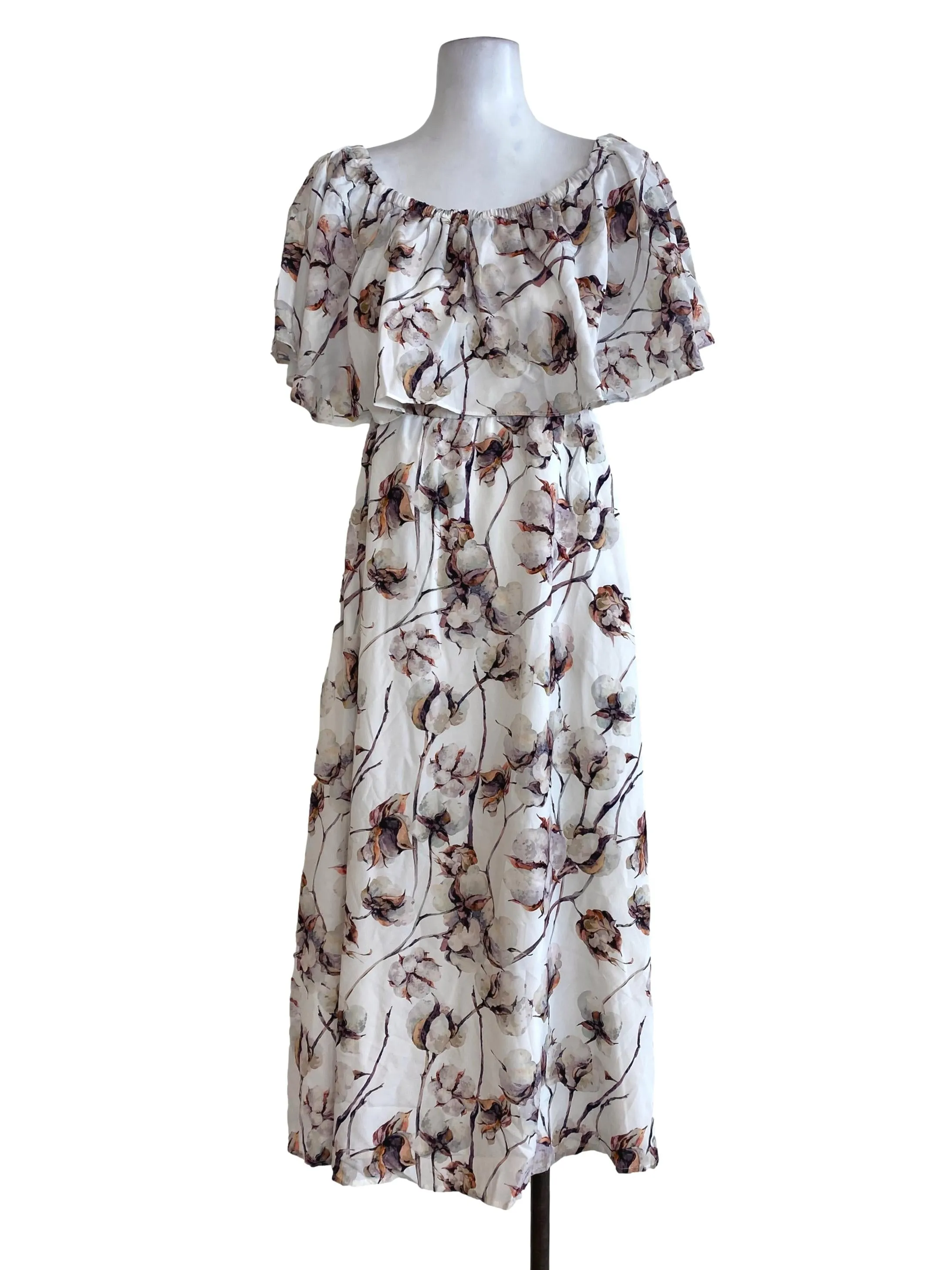 White Floral Layered Dress