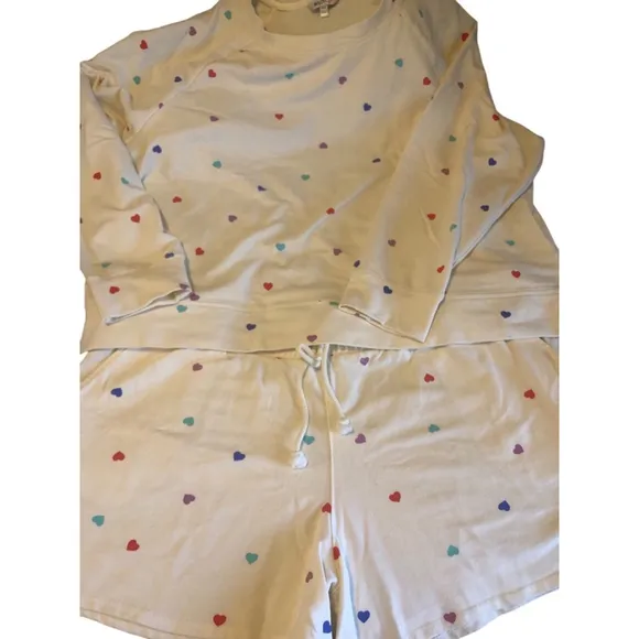Wildfox White Multi Heart Print Pajama Set XXL