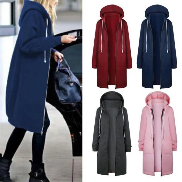 Women Autumn Winter Hooded Jackets and Sweatshirt Dresses