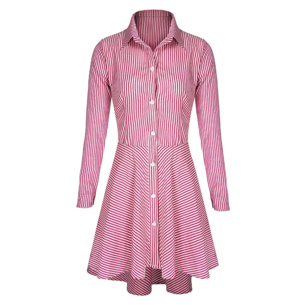 Women Autumn Winter Office Dresses Sexy Long Sleeve Striped Short Mini vestidos Female Casual Party Office Dress S-XL
