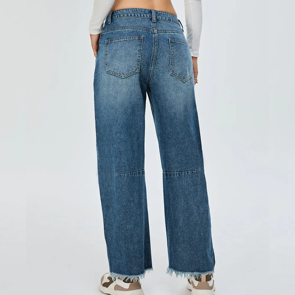 Women Chucks And Pearls Graphic Baggy Straight Leg Jean